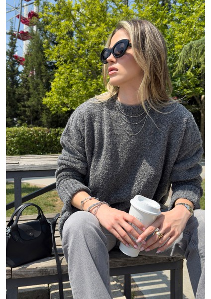 Regular Fit Dik Yaka Yumuşak Dokulu Triko Kazak Bayan Kazak 4616222