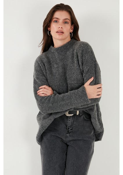 Regular Fit Dik Yaka Yumuşak Dokulu Triko Kazak Bayan Kazak 4616222