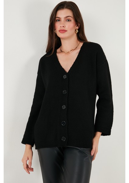 Regular Fit V Yaka Düğmeli Triko Hırka Bayan Hırka 4616229 fırsatları