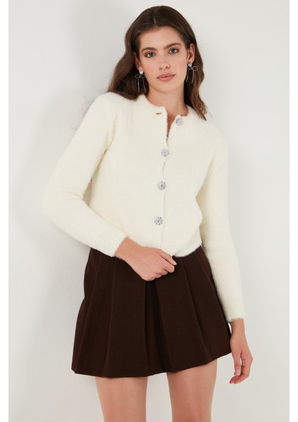 Fitted Fit Bisiklet Yaka Yumuşak Dokulu Crop Hırka Bayan Hırka 4615559 fırsatları