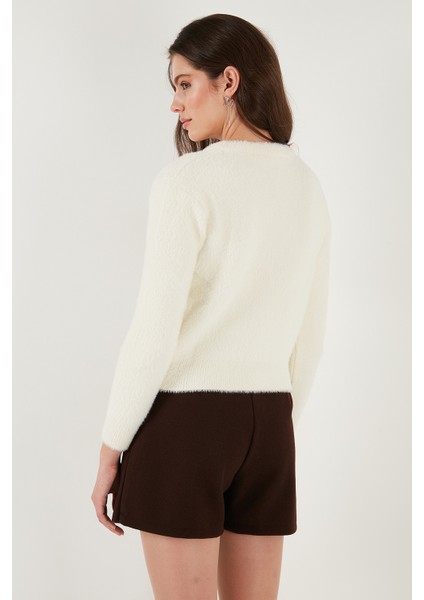 Fitted Fit Bisiklet Yaka Yumuşak Dokulu Crop Hırka Bayan Hırka 4615559