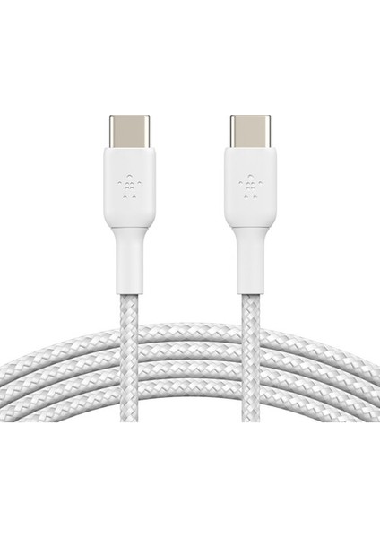 Boost Charge Örgülü 60W Usb-C - Usb-C Kablosu 1m, Beyaz