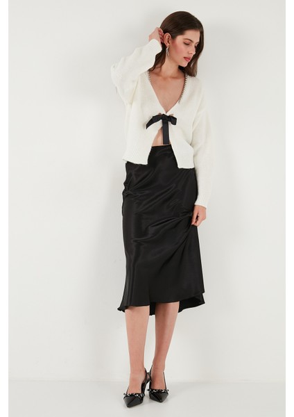 Premium Boncuk ve Fiyonk Detaylı Regular Fit V Yaka Triko Hırka Bayan Hırka 680HI00180 indirimleri