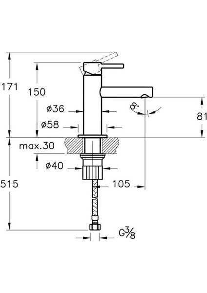 Origin A4255526 Lavabo Bataryası Kısa Bakır fiyatları