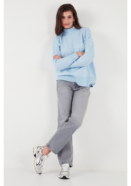 Premium Oversize Fit Balıkçı Yaka Yumuşak Dokulu Triko Kazak Bayan Kazak 680KZ00469 modelleri