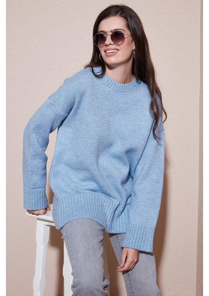 Regular Fit Bisiklet Yaka Basic Triko Kazak Bayan Kazak 4616213 modelleri