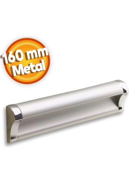 Mobilya Iç Çekmece Kulpu (160 Mm-16.0 Cm) Mat Krom Metal Kulpları - Paket 5 Li