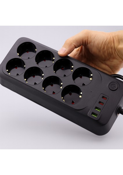 8 Prizli 4 USB Girişli Akım Korumalı Topraklı Golyat Grup Şarj Fiş Priz 2 Metre Uzatma Kablosu fırsatları