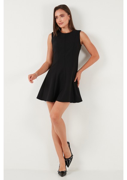 Regular Fit Bisiklet Yaka Volanlı Mini Boy Elbise Bayan Elbise 6525647 indirimleri