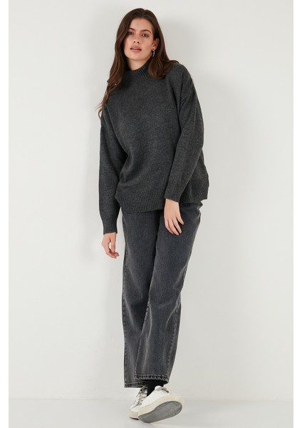 Premium Oversize Fit Balıkçı Yaka Yumuşak Dokulu Triko Kazak Bayan Kazak 680KZ00469 fırsatları