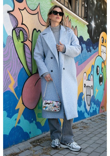 Oversize Fit Mono Yaka Düğmeli Buklet Uzun Kaşe Kaban Bayan Kaban 6810236 fiyatları