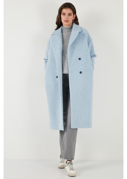 Oversize Fit Mono Yaka Düğmeli Buklet Uzun Kaşe Kaban Bayan Kaban 6810236 indirimleri