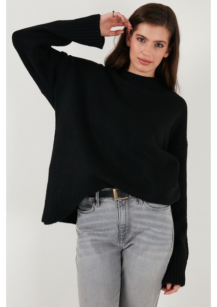 Regular Fit Bisiklet Yaka Basic Triko Kazak Bayan Kazak 4616213 modelleri