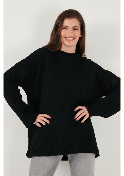 Regular Fit Bisiklet Yaka Basic Triko Kazak Bayan Kazak 4616213