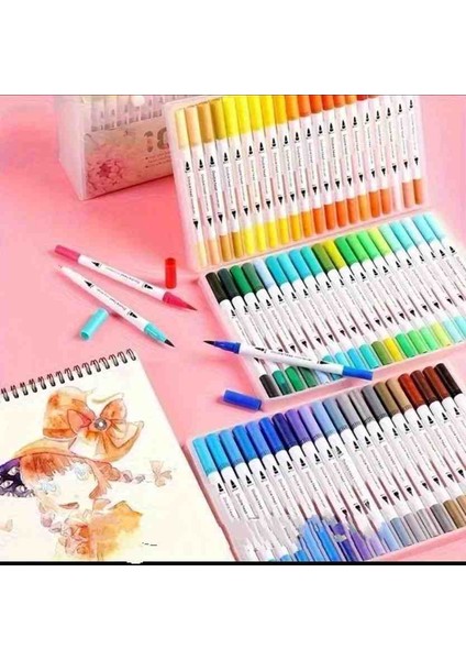 48 Adet Stil Çift Uçlu Marker Boya Kalemler Seti modelleri