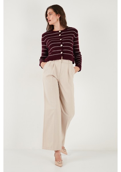 Standart Fit Çizgili Yumuşak Dokulu Crop Triko Hırka Bayan Hırka 4615551 fırsatları