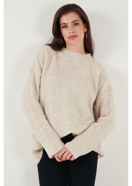 Regular Fit Dik Yaka Yumuşak Dokulu Triko Kazak Bayan Kazak 4616222 modelleri