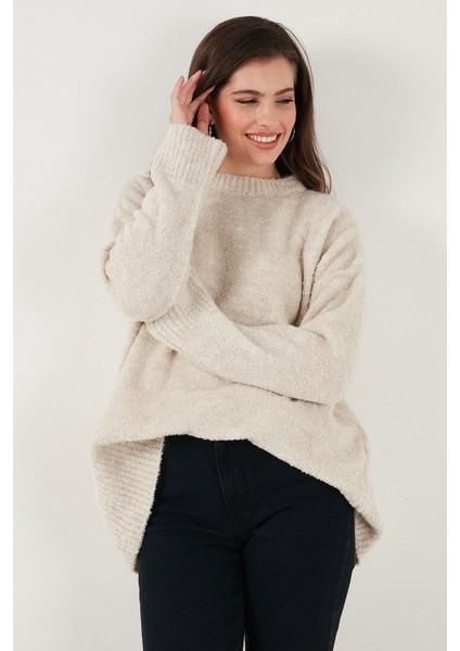 Regular Fit Dik Yaka Yumuşak Dokulu Triko Kazak Bayan Kazak 4616222 indirimleri