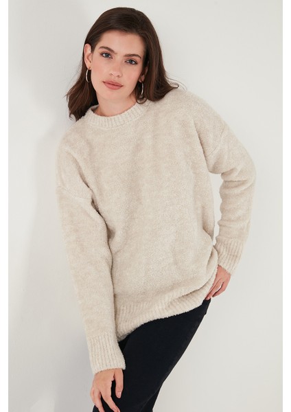 Regular Fit Dik Yaka Yumuşak Dokulu Triko Kazak Bayan Kazak 4616222