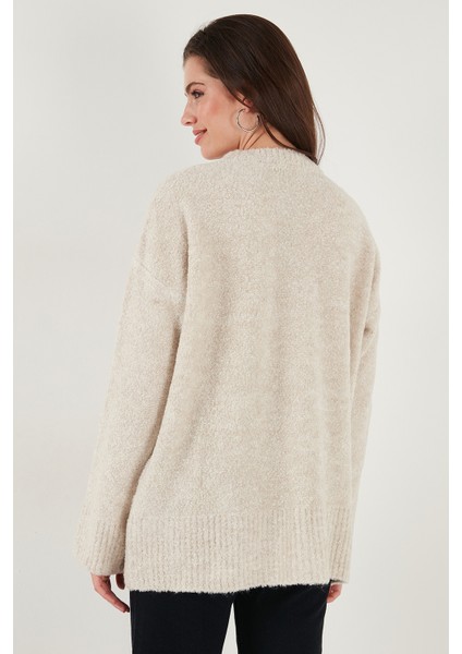 Regular Fit Dik Yaka Yumuşak Dokulu Triko Kazak Bayan Kazak 4616222