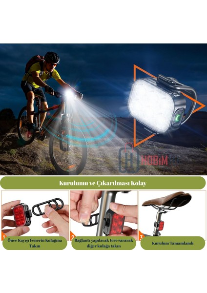 Ht-29 Şarjlı Bisiklet Işığı Ön Arka Flaşlı USB 4 Mod Stop Lambası Aydınlatma Işık Seti IP65 Su Geçirmez Lamba Motosiklet modelleri