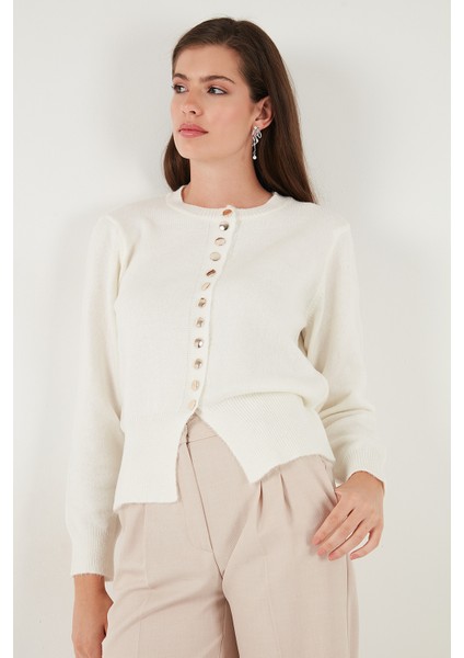 Premium Comfort Fit Yuvarlak Yaka Crop Triko Hırka Bayan Hırka 680HI00164 indirimleri