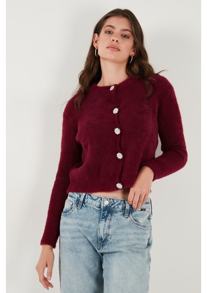 Fitted Fit Bisiklet Yaka Yumuşak Dokulu Crop Hırka Bayan Hırka 4615559