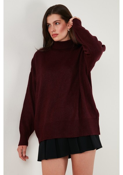 Premium Oversize Fit Balıkçı Yaka Yumuşak Dokulu Triko Kazak Bayan Kazak 680KZ00469 fırsatları