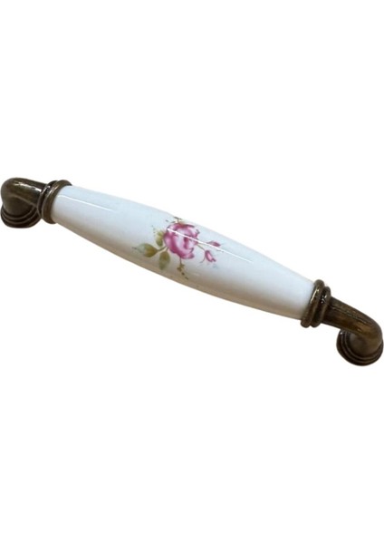 Nobel Beyaz Polimer Kulp Antik Sarı Ayak Güllü 128 mm - Paket 5 Li