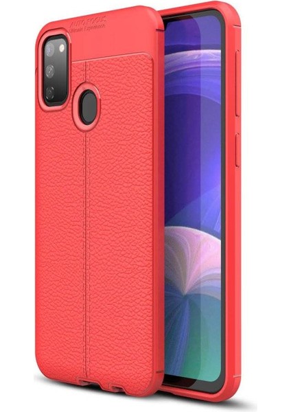Samsung Galaxy M21 Deri Görünümlü Silikon Kırmızı