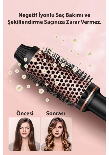 Çift Ptc 3 In 1 Lcd Ekran Iyonik Termal Fırça Saç Şekillendirici Tarak - 38 Mm