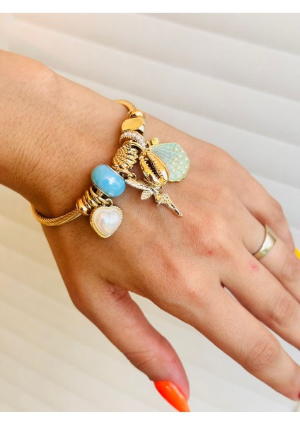 Deniz Kabuklu Melek ve Kalpli Kadın Kelepçe Bileklik fırsatları