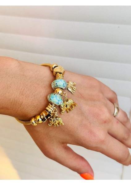 Kristal Boncuklu Filli Kelepçe Kadın Bileklik