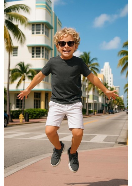 Antrasit Çocuk T-Shirt Kız Erkek Unisex | %100 Pamuk |