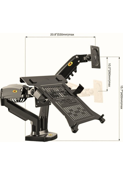 Nb F160+FP Gazlı Çift Kol North Bayou 17-30"monitör 10"-17" Dizüstü Bilgisayar Vesa Monitör Standı fırsatları