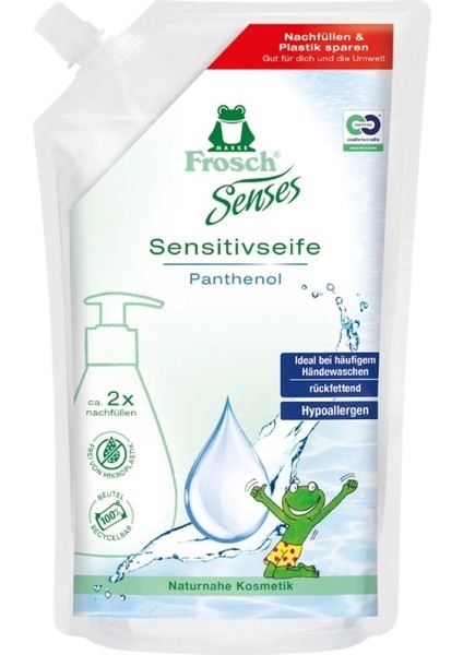 Panthenol Hassas Sıvı Sabun 300 ML Renksiz, Vegan + Frosch Hassas Krem Sabun Panthenol 500 ml indirimleri