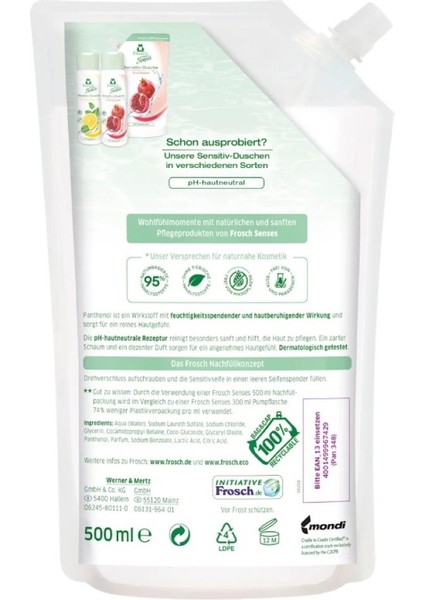 Panthenol Hassas Sıvı Sabun 300 ML Renksiz, Vegan + Frosch Hassas Krem Sabun Panthenol 500 ml