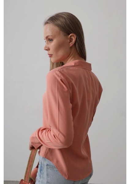Yumuşak Dokulu Basic Somon Gömlek