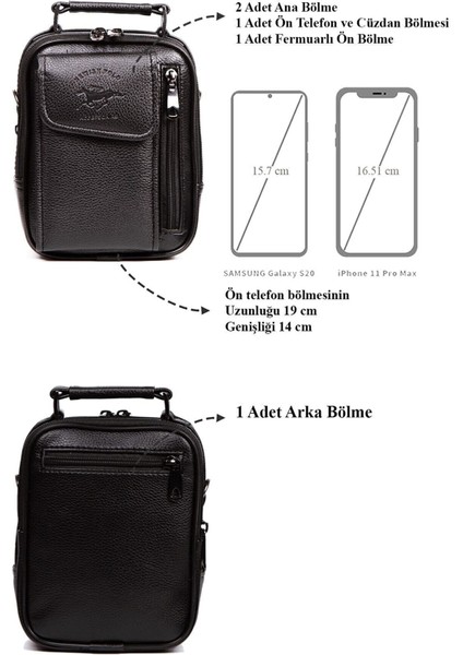 Erkek Mekanizmalı Cüzdan ve Deri Çelik Kasalı Kapaklı Omuz ve El Çantası (17X22CM) NEWPOLO188 - Siyah - Siyah