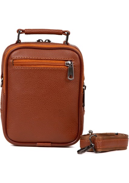 Erkek Deri Çelik Kasalı Kapaklı Omuz ve El Çantası (15X19CM) NEWPOLO189 - Taba modelleri