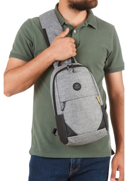 Erkek USB Çıkışlı Çapraz Bel ve Omuz Çantası NEWPOLO321 - Gri