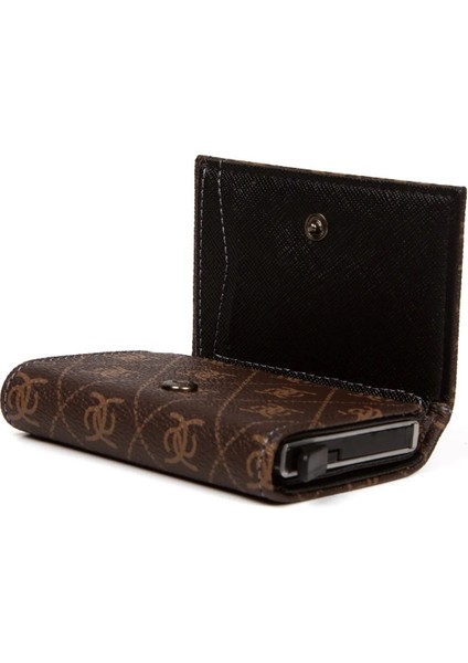 Kadın Desenli Mekanizmalı Cüzdan ve Çapraz Omuz Askılı Bel ve Omuz Çantası - Kahverengi - NEWPOLO345 indirimleri