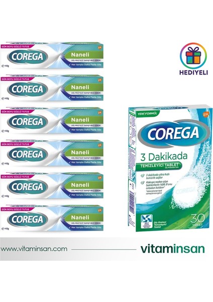 Süper Diş Protezi Yapıştırıcı Naneli Krem 40 gr 6 Adet (Temizleyici Hediyeli)