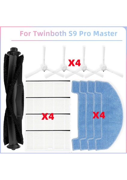Twinboth S9 Pro Master Vakum Parçaları Ana Silindir Yan Fırça Hepa Filtre Paspas Bezi Yedek Aksesuarları (Yurt Dışından)