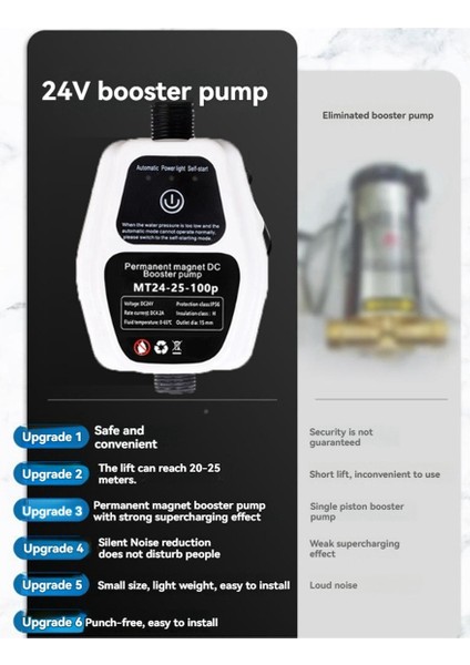 Takviye Pompası Akıllı Algılama Enerji Tasarrufu 25L Büyük Su Basınç Takviye Pompası 100PA Düşük Gürültü Takviye Pompası (Ab) (Yurt Dışından) fiyatları