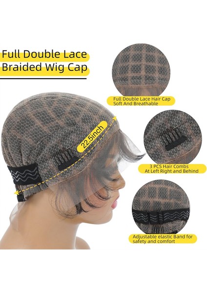 Örgülü Peruk Başlığı - Bebek Saçlı Çift Tam Dantel Tığ Işi Peruk Başlığı - Siyah Kadınlar Için Nefes Alabilen Dantel Başlığı Yapıştırıcısız Örgülü (Yurt Dışından) indirimleri