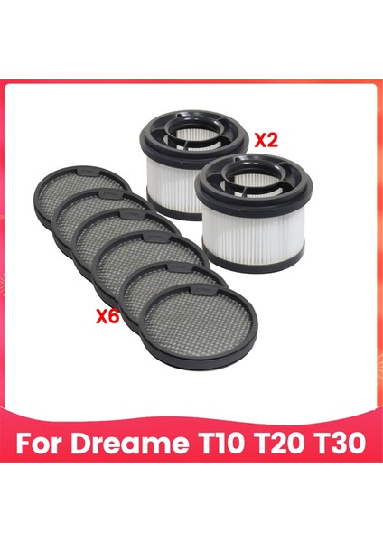 Dreame T10 T20 T30 El Tipi Elektrikli Süpürge Yedek Aksesuarları Için 8 Adet Ön Filtre ve Arka Filtre Pamuk Takımı (Yurt Dışından)