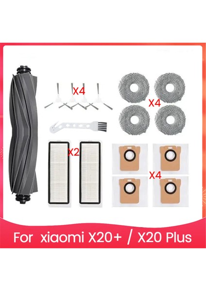 Xiaomi Robot Vacuum X20+ / X20 Plus Vacuum Cleaner Parçaları Aksesuarları Ana Yan Fırça Hepa Filtre Paspas Bezi Toz Torbası (Yurt Dışından)