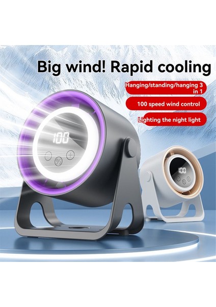 Masaüstü Fanlar Küçük Sessiz, 100 Hız Şarj Edilebilir Taşınabilir Fan, Dijital Ekranlı 1800MAH Pil Güçlü Fan Beyaz (Yurt Dışından) indirimleri