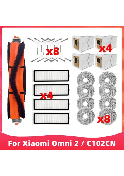 Xiaomi Mijia Omni 2, C102CN, B101CN, B116, X10+, X20+ Silindir Yan Fırça Filtre Paspas Toz Torbası Aksesuar Parçası (Yurt Dışından)